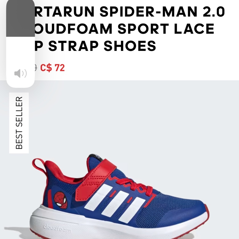 Brand new inbox Adidas marvel kid, size 3 runners